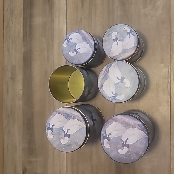 2 sets of vintage winter geese nesting tins one missing lid - Picture 2 of 6